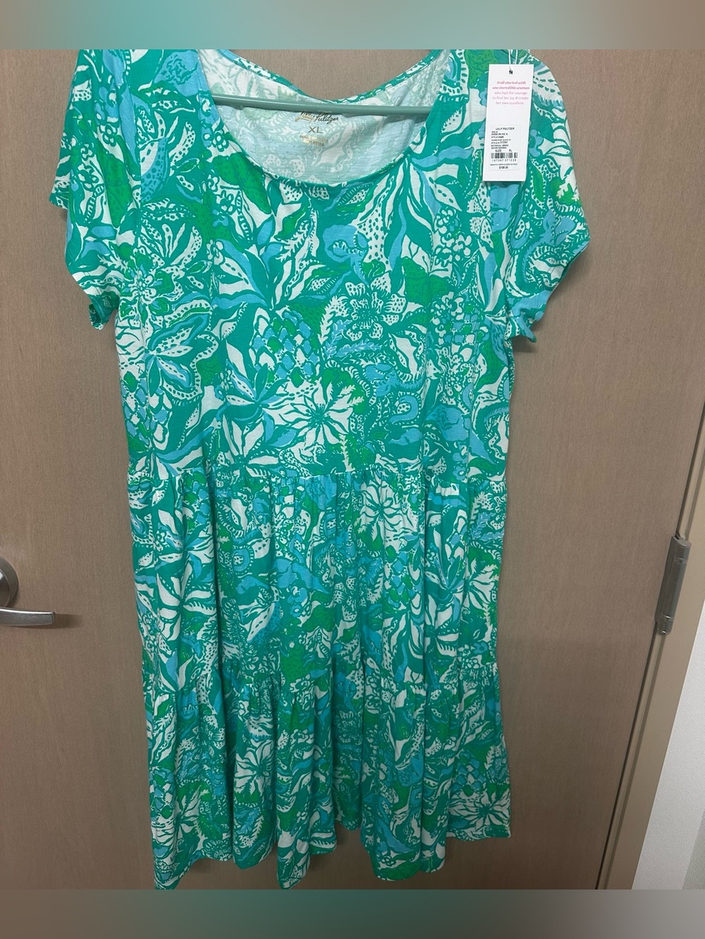 NWT Lilly Pulitzer Geanna Short Sleeve Dress XL Botanical Green Safari Sangria